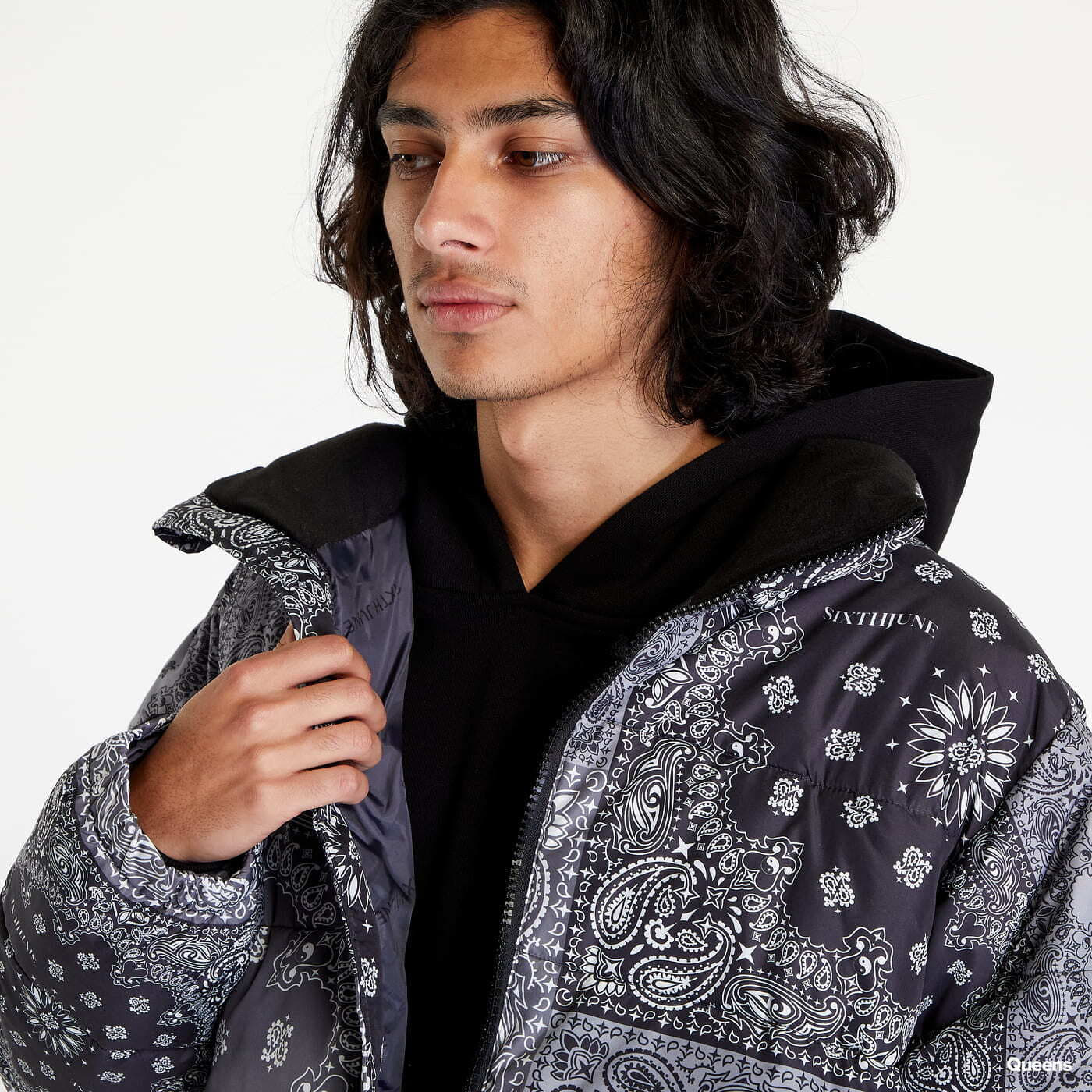 Men's jackets Sixth June Patchwork Bandana Down Jacket Black/ Grey