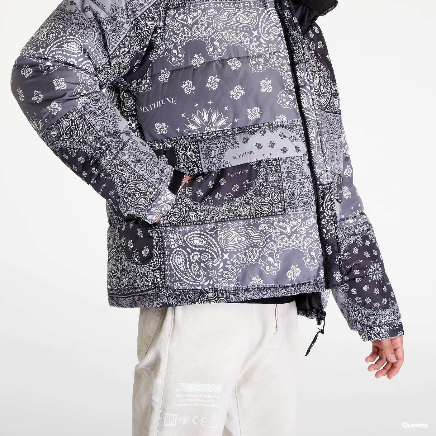 Men's jackets Sixth June Patchwork Bandana Down Jacket Black/ Grey