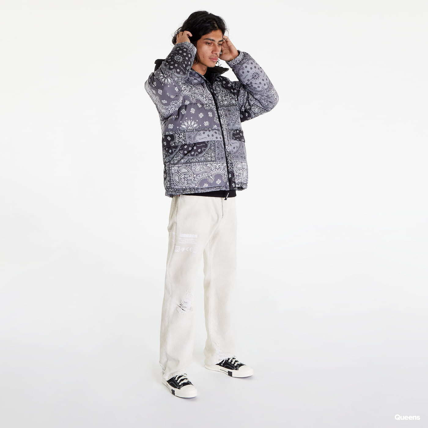Men's jackets Sixth June Patchwork Bandana Down Jacket Black/ Grey