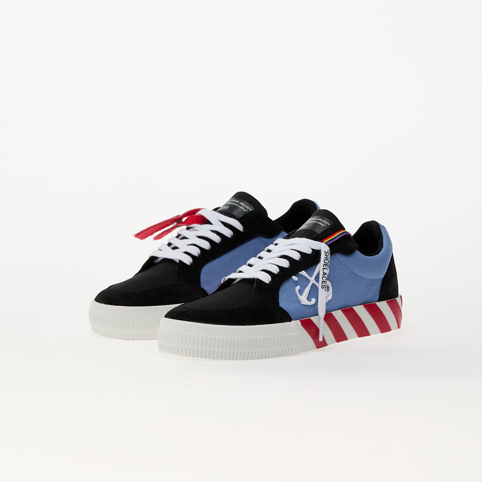 Women's shoes Off-White Low Vulcanized Canvas/ Suede Black - Light Blue