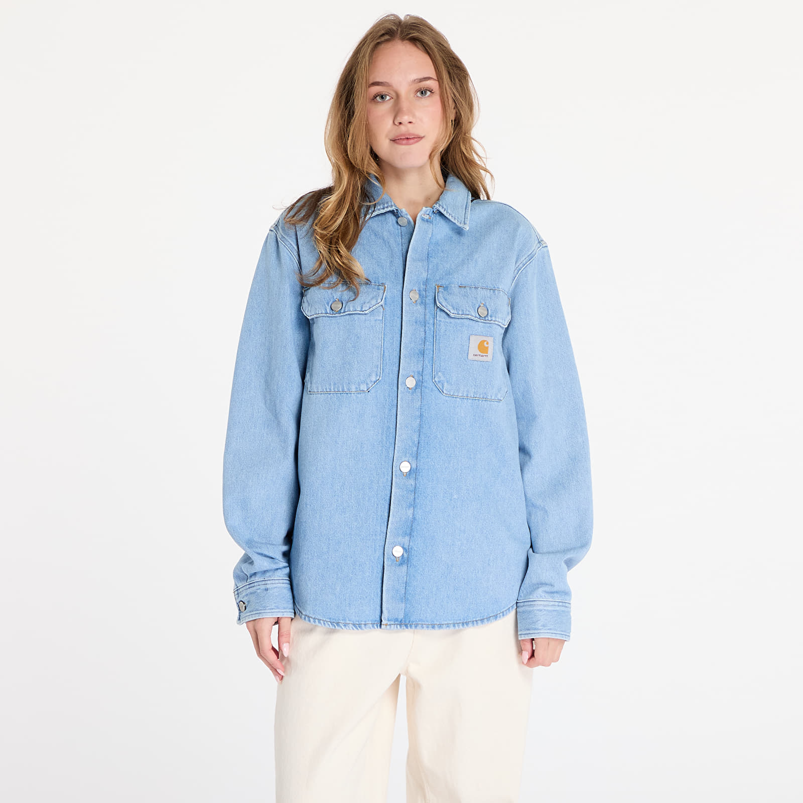 Hemden für Männer Carhartt WIP Harvey Shirt Jac UNISEX Blue Dark Bleached