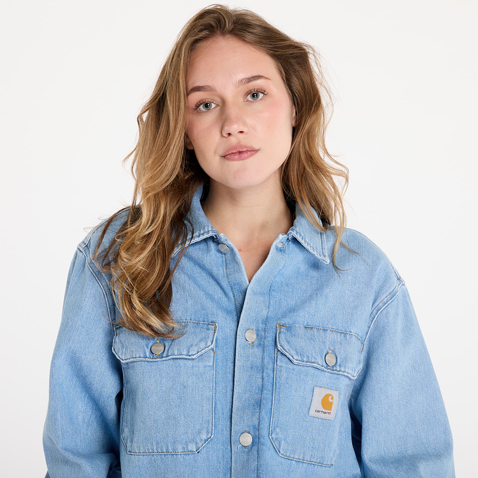 Hemden für Männer Carhartt WIP Harvey Shirt Jac UNISEX Blue Dark Bleached