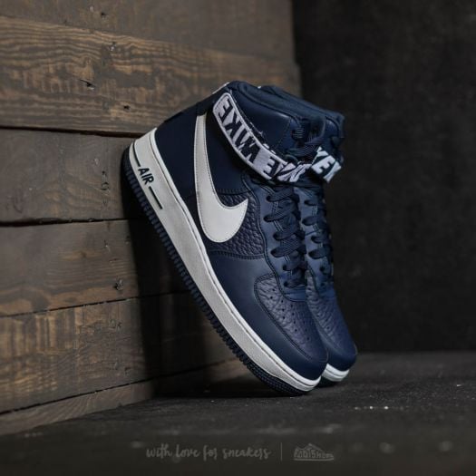 Navy blue and white high top air force 1 shop