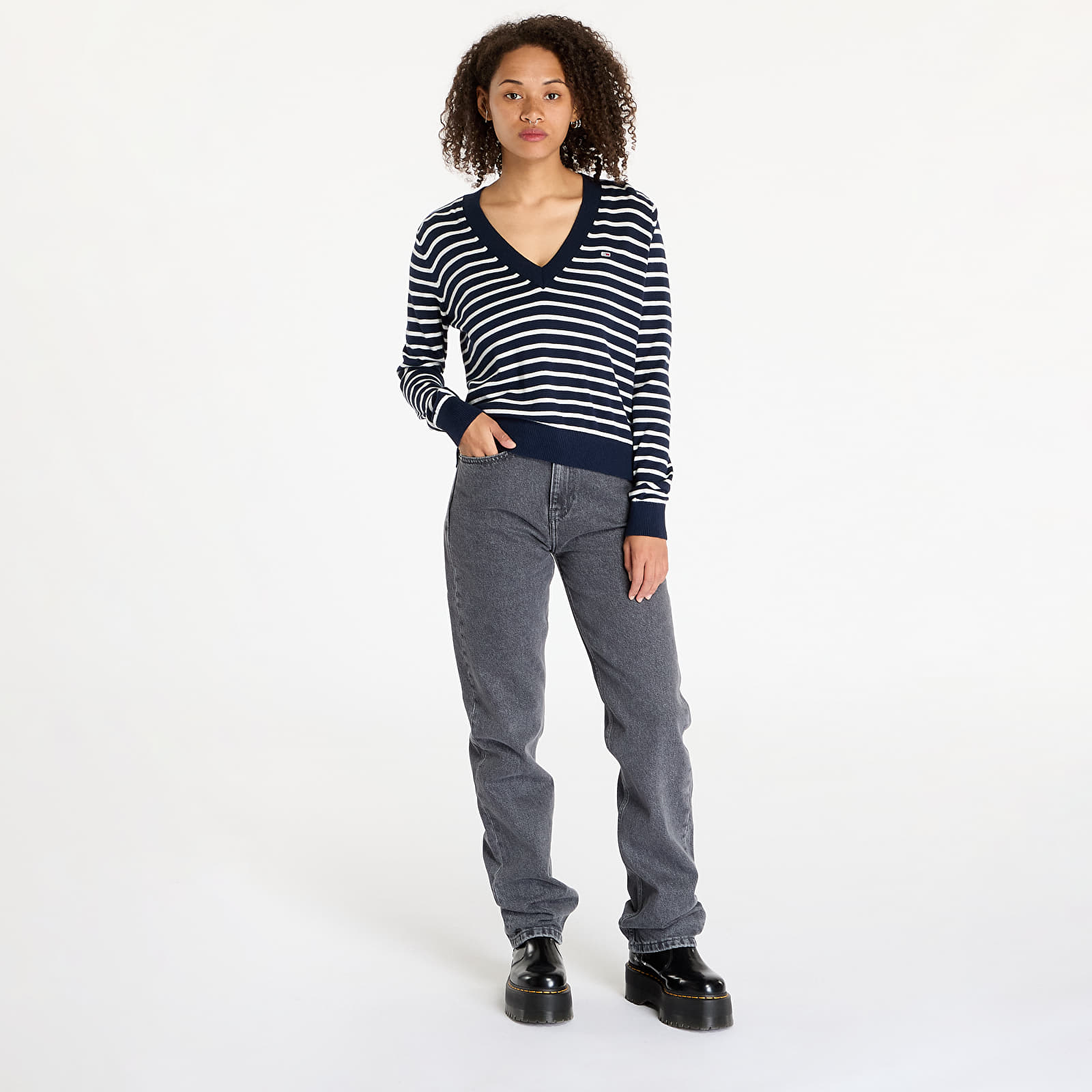 Camisolas de senhora Tommy Jeans Essential Vneck Sweater Blue