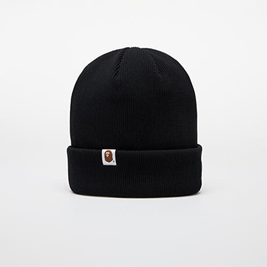 A BATHING APE Logo Knit Cap M Black