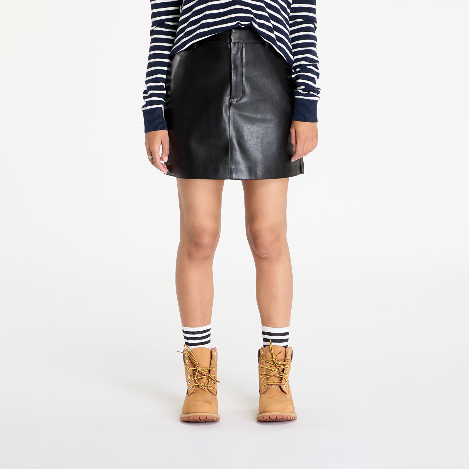 Spódnice Calvin Klein Jeans Faux Leather A-Line Skirt Black