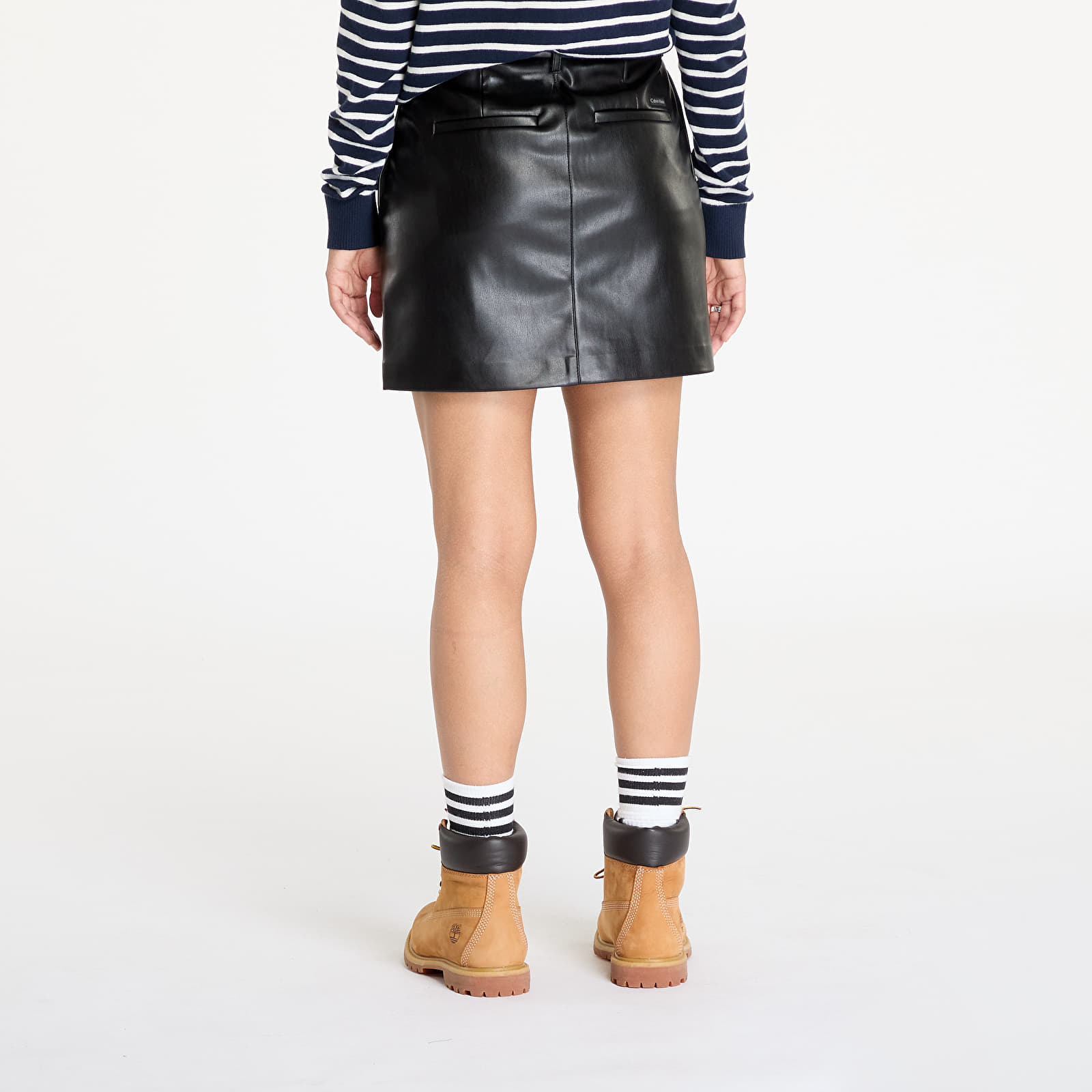 Spódnice Calvin Klein Jeans Faux Leather A-Line Skirt Black