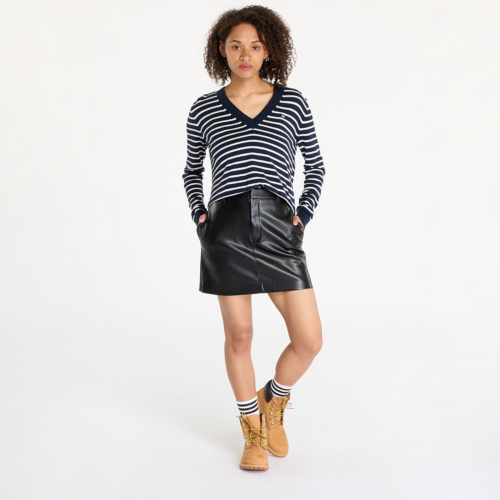 Spódnice Calvin Klein Jeans Faux Leather A-Line Skirt Black
