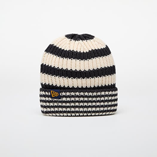 New Era Knit Medium Stripe Beanie Navy/ Light Cream