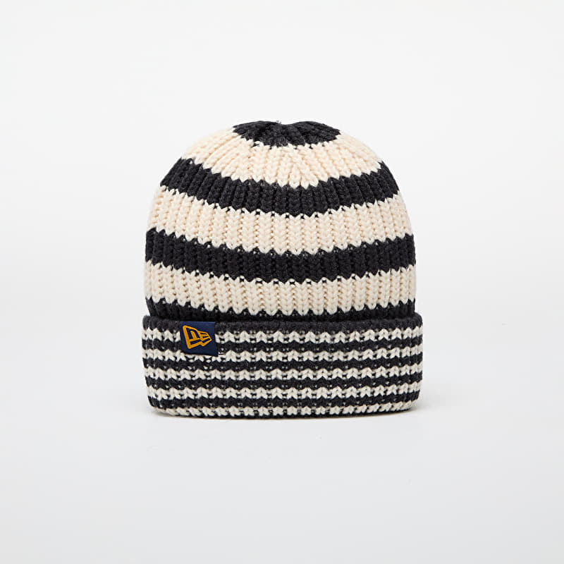 New Era Knit Medium Stripe Beanie Navy/ Light Cream