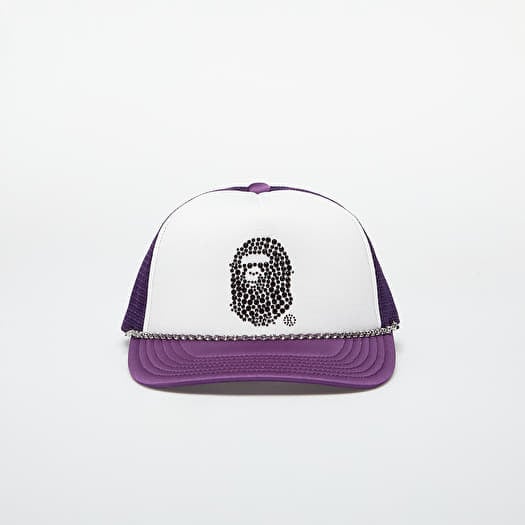 Cap A BATHING APE x SWAROVSKI Rhinestone Ape Head Mesh Cap M Purple