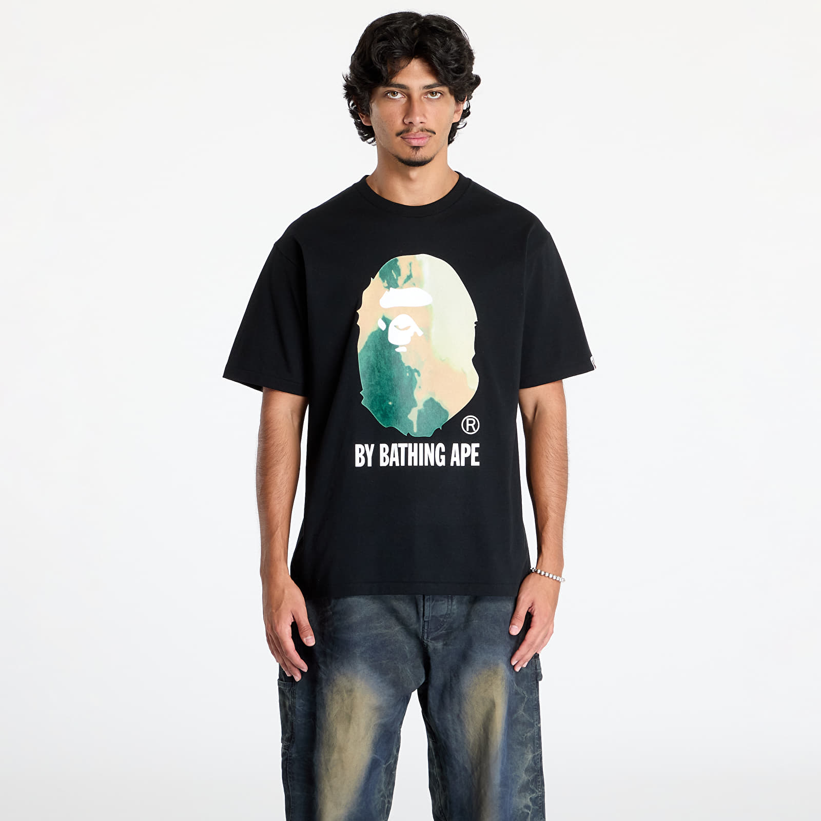 Men's T-shirts A BATHING APE Tie Dye By Bathing Ape Tee Black x Beige