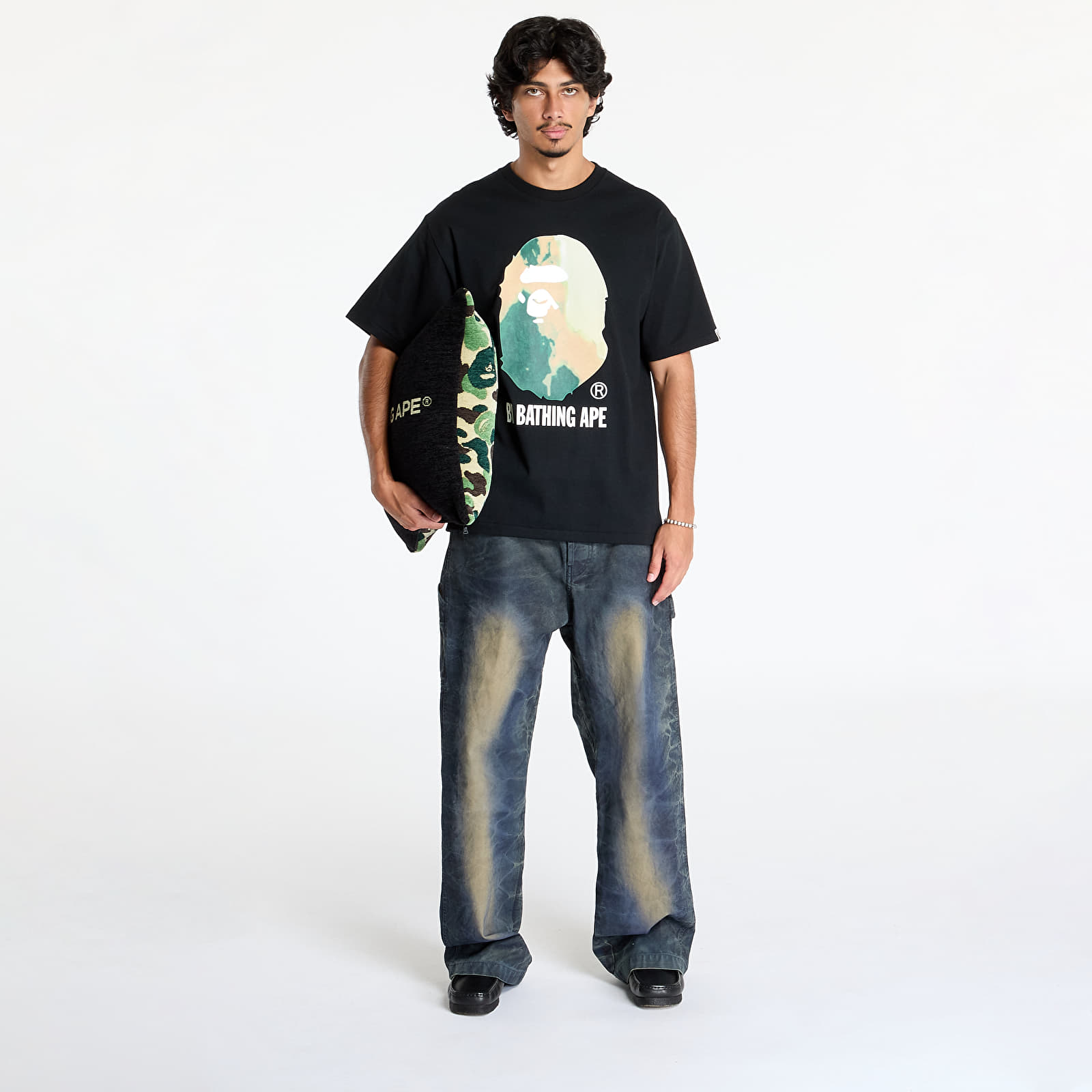 Men's T-shirts A BATHING APE Tie Dye By Bathing Ape Tee Black x Beige