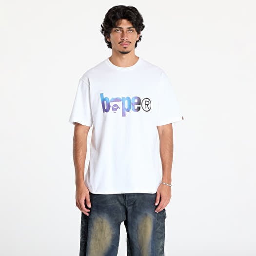 A BATHING APE Tie Dye Bape Logo Tee White/ Black