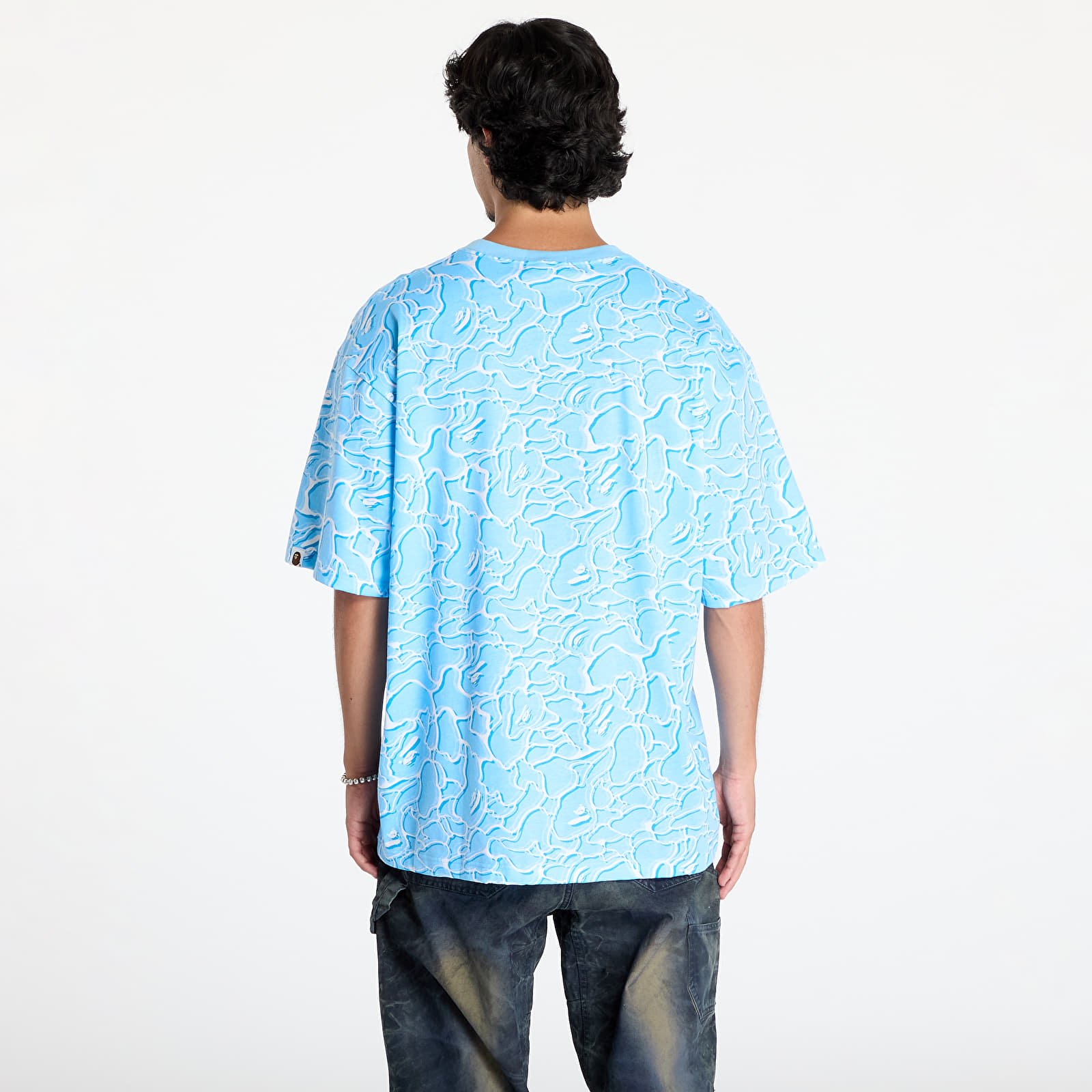 Männer T-Shirts A BATHING APE Abc Sea Surface Camo Relaxed Fit Tee Blue