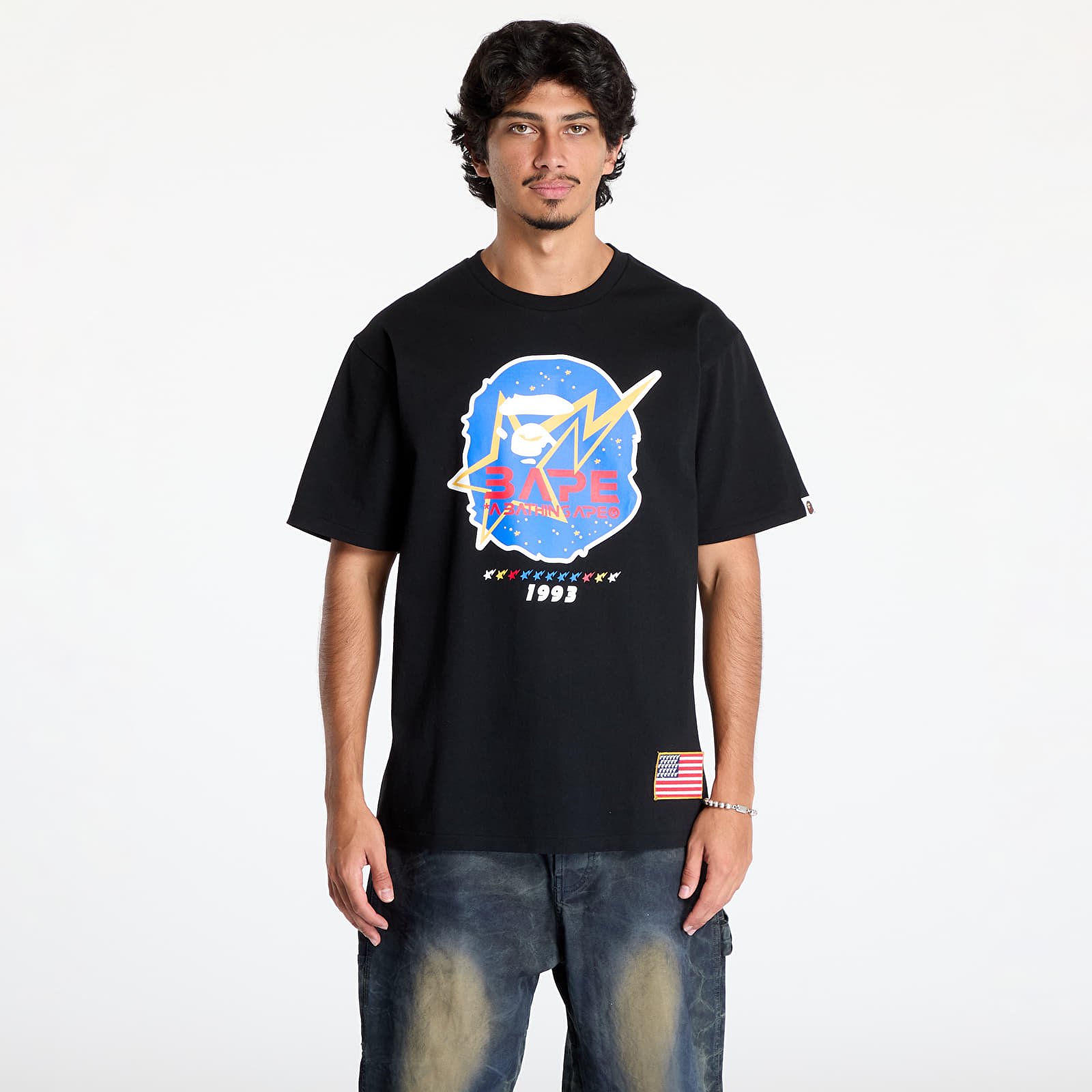 Männer T-Shirts A BATHING APE Space Ape Head Tee Black