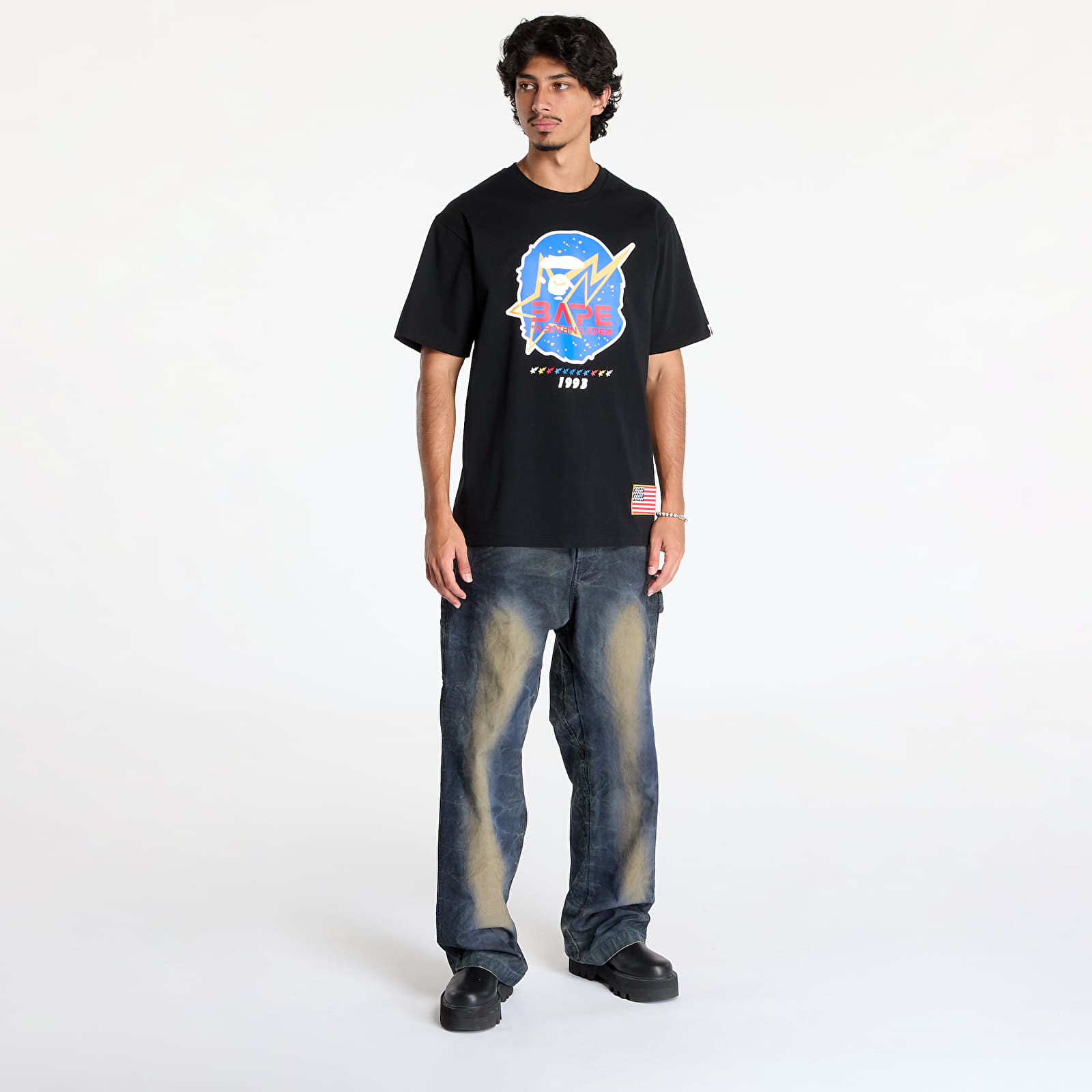 Männer T-Shirts A BATHING APE Space Ape Head Tee Black