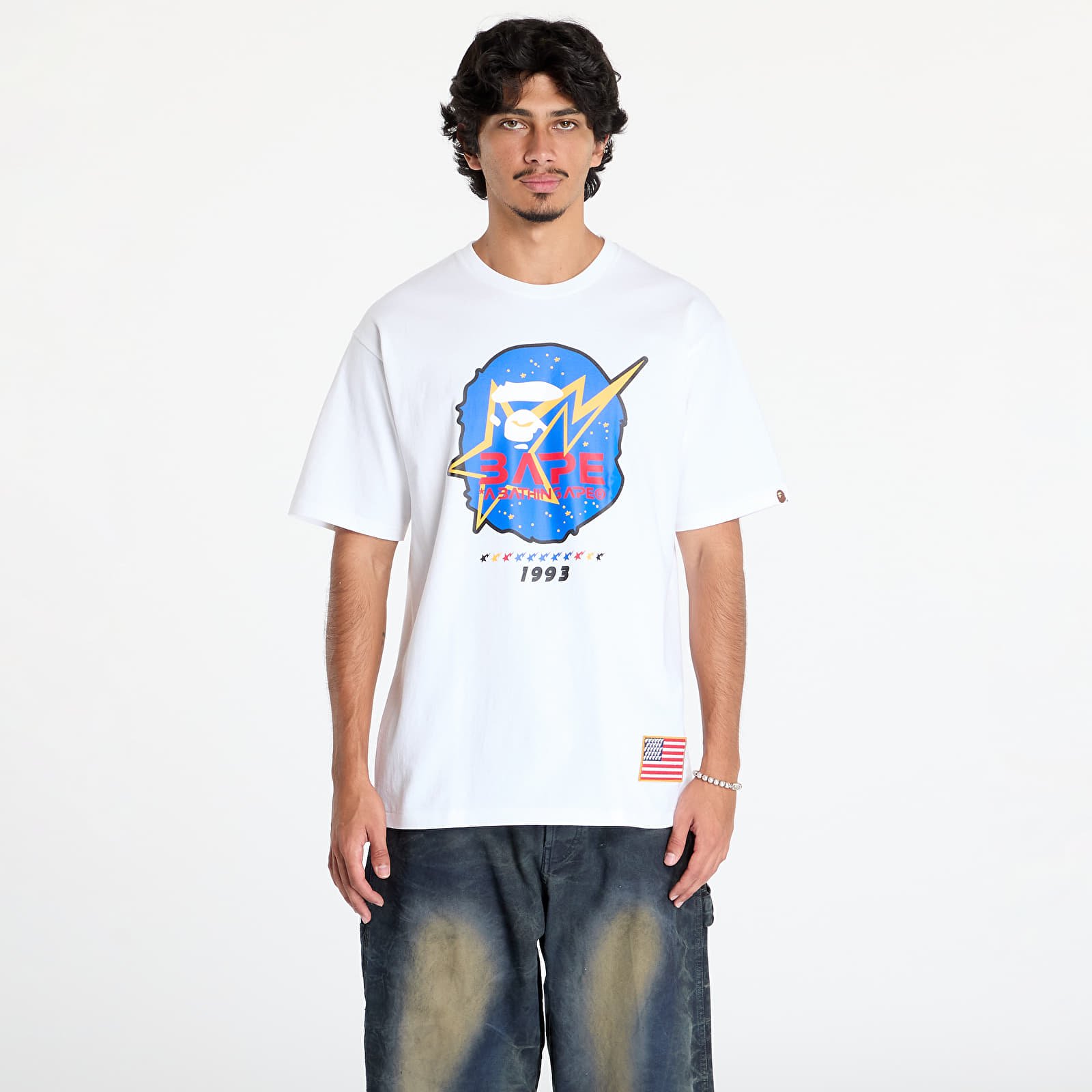 Männer T-Shirts A BATHING APE Space Ape Head Tee White