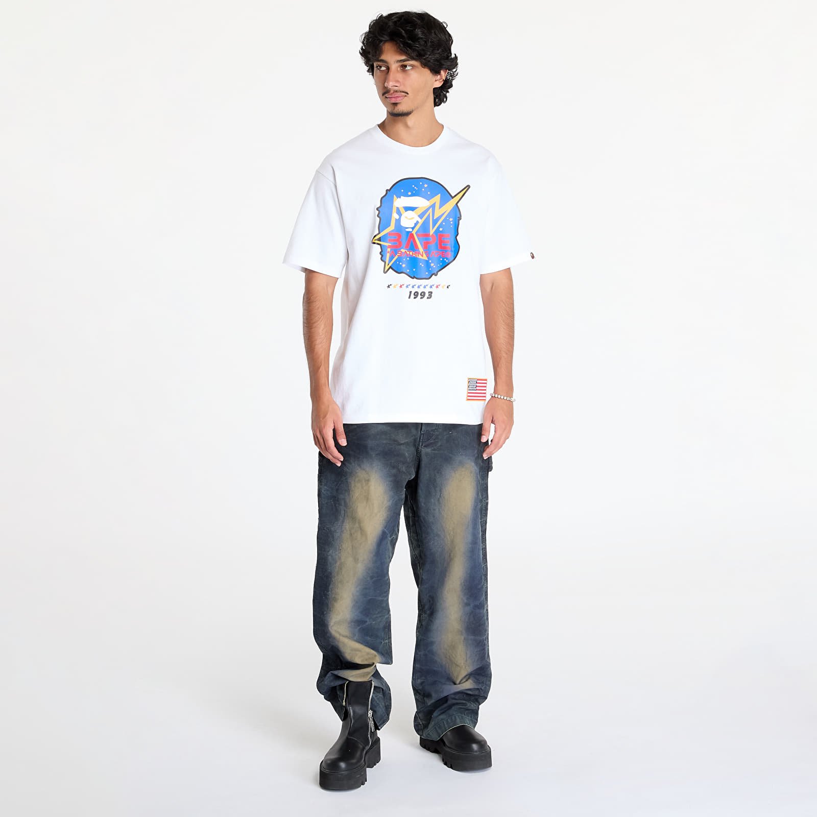 Männer T-Shirts A BATHING APE Space Ape Head Tee White
