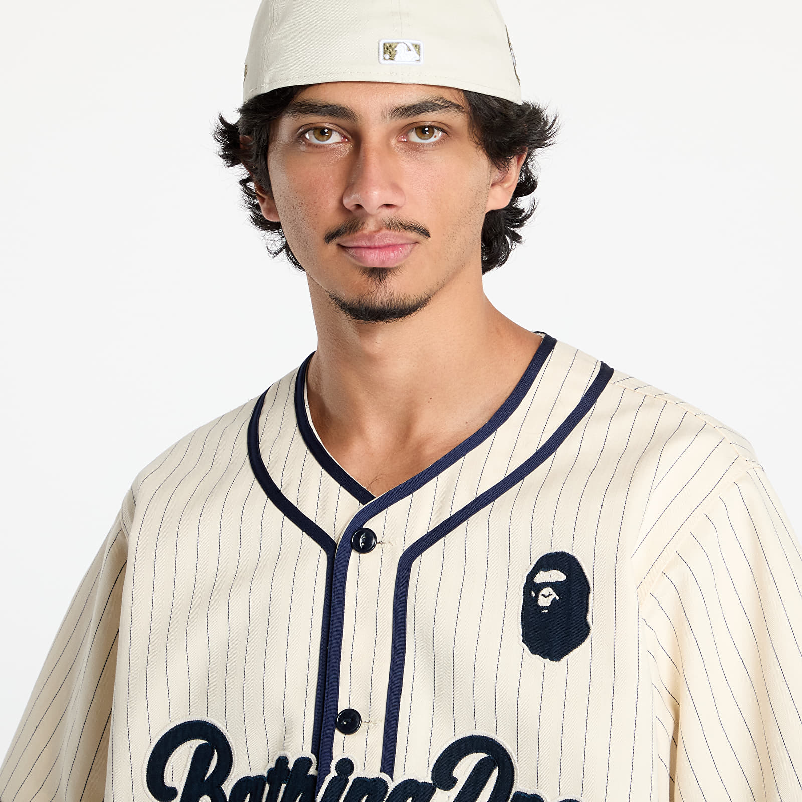 Hemden für Männer A BATHING APE A Bathing Ape Baseball Shirt Ivory