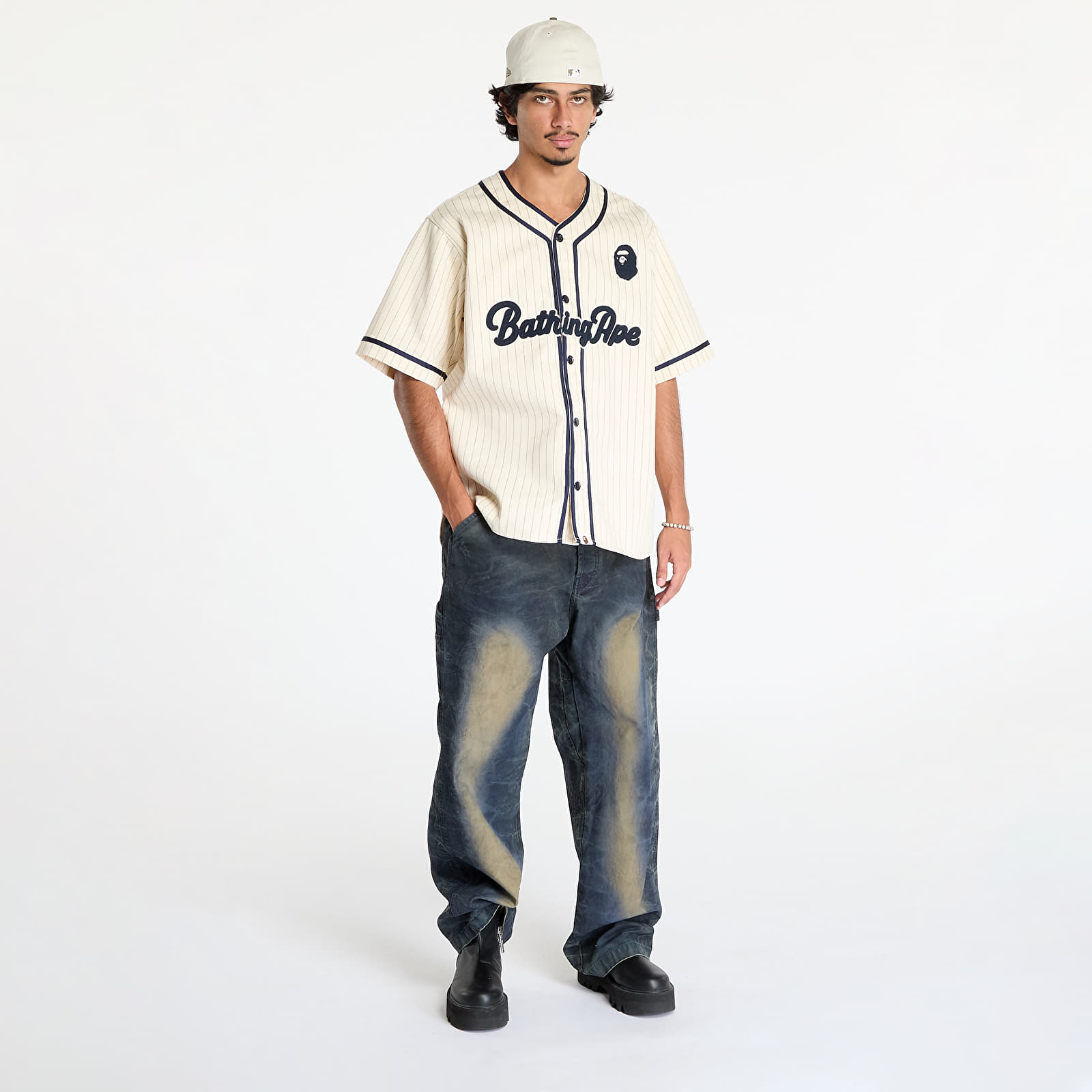 Hemden für Männer A BATHING APE A Bathing Ape Baseball Shirt Ivory
