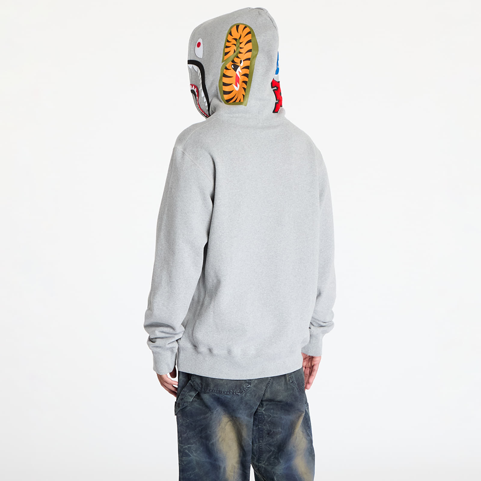 Men s hoodies A BATHING APE Shark Pullover Hoodie Gray Footshop