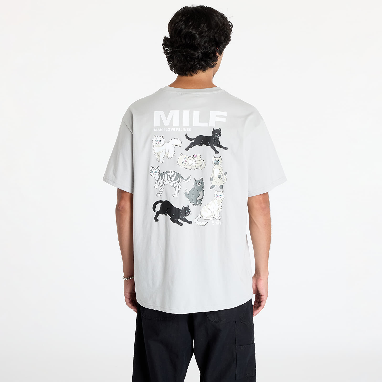 Férfi pólok RIPNDIP Man I Love Felines Tee Grey