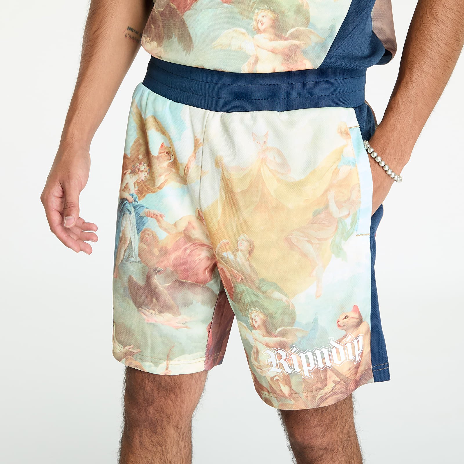 Shorts for menn RIPNDIP Heavens Waiting Soccer Shorts Navy/ Multicolor