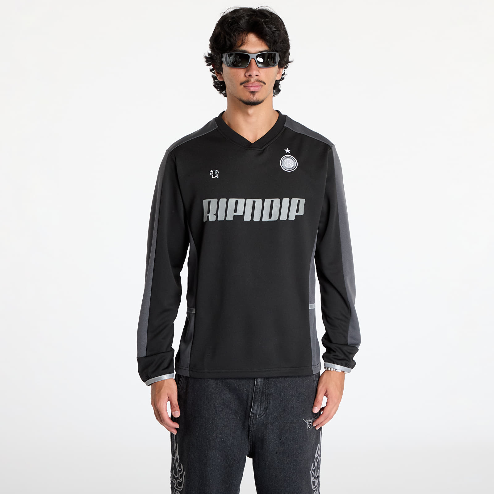 Jerseuri RIPNDIP Fc Long Sleeve Soccer Jersey Black/ Light Blue