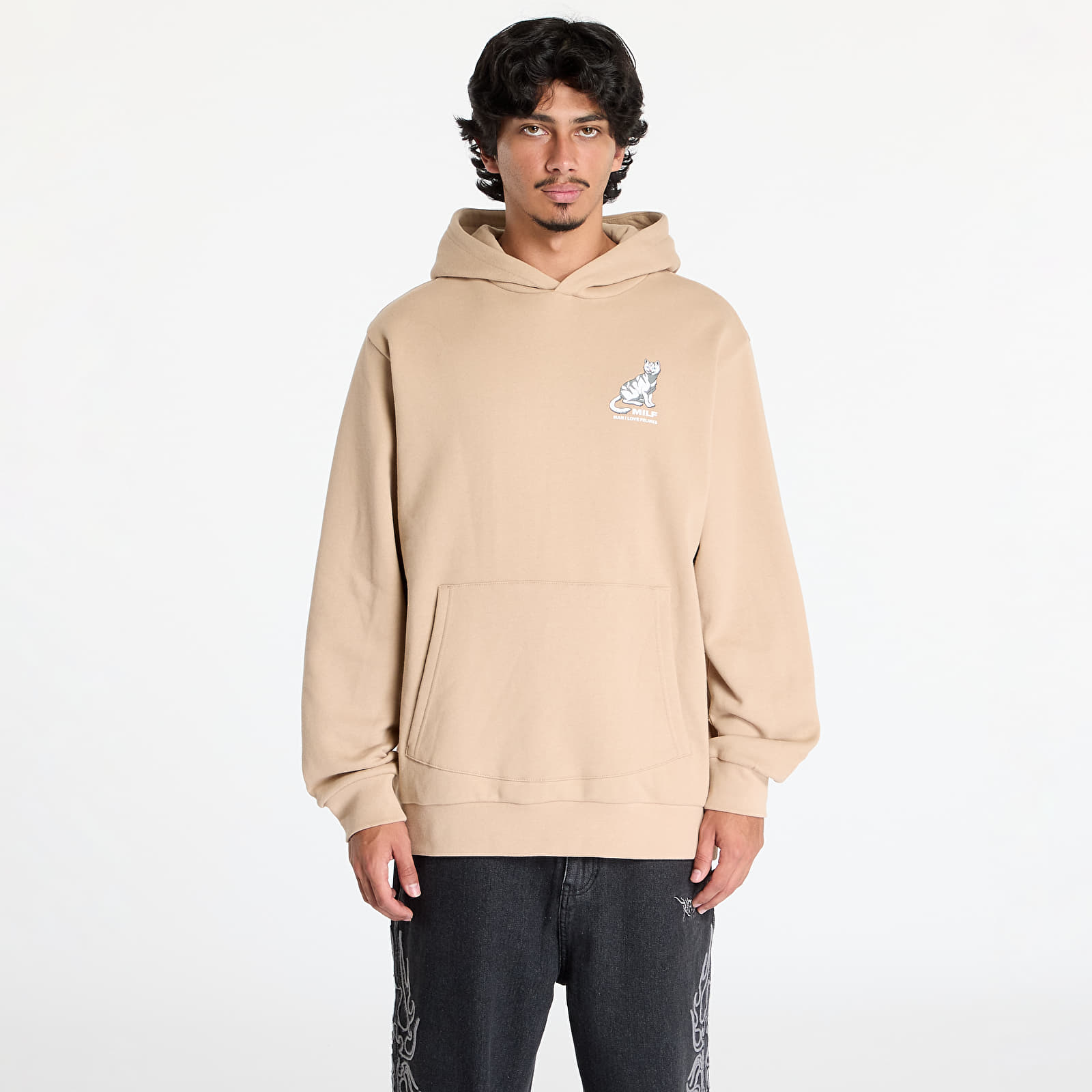 Men's hoodies RIPNDIP Man I Love Felines Hoodie Sandstone