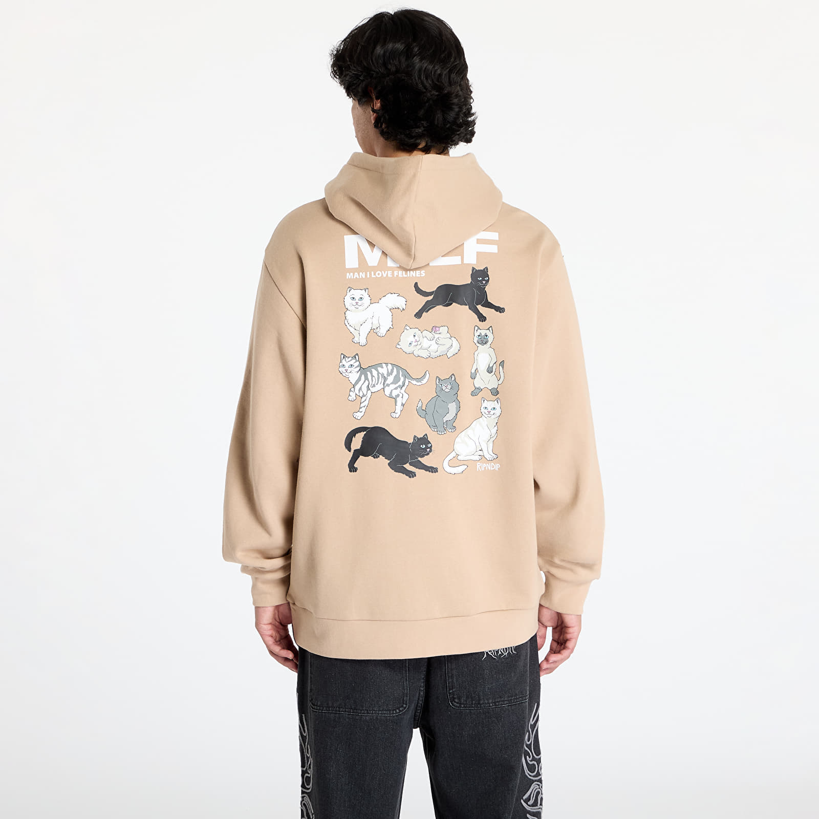 Men's hoodies RIPNDIP Man I Love Felines Hoodie Sandstone