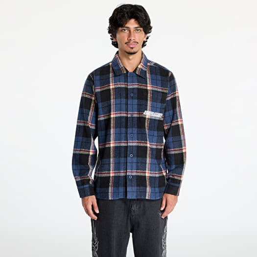 RIPNDIP Robo Button Up Flannel Shirt Navy