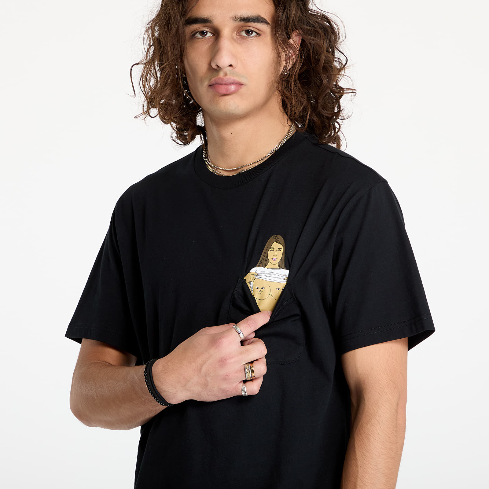 Vyriški marškinėliai RIPNDIP Flashing Kittys Pocket Tee Black