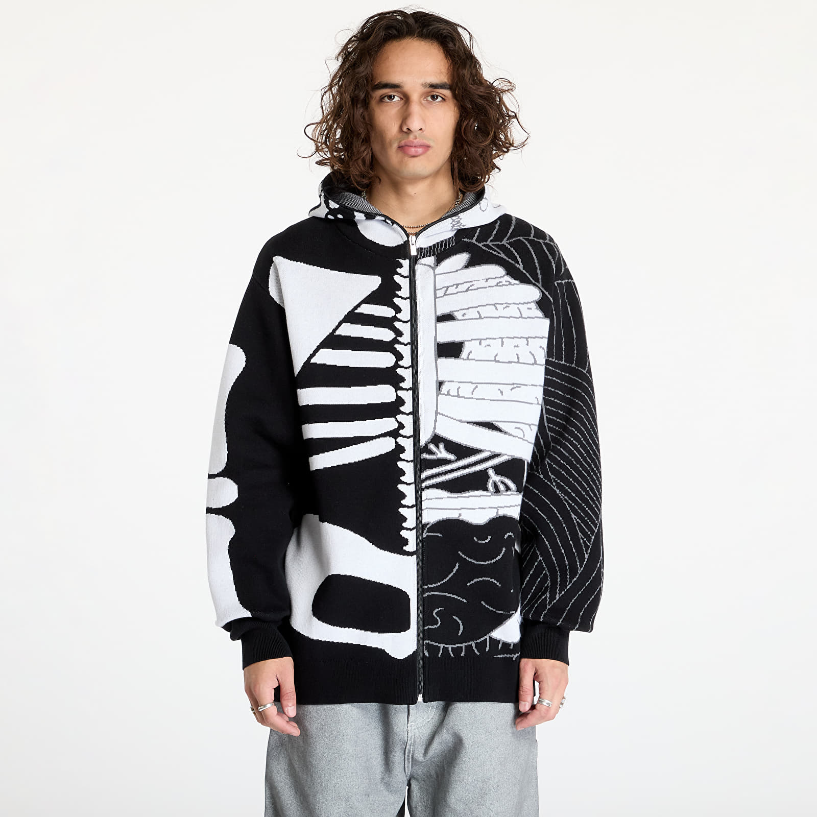 Moški hoodiji  RIPNDIP Skelly Nerm Knit Hoodie Black/ White