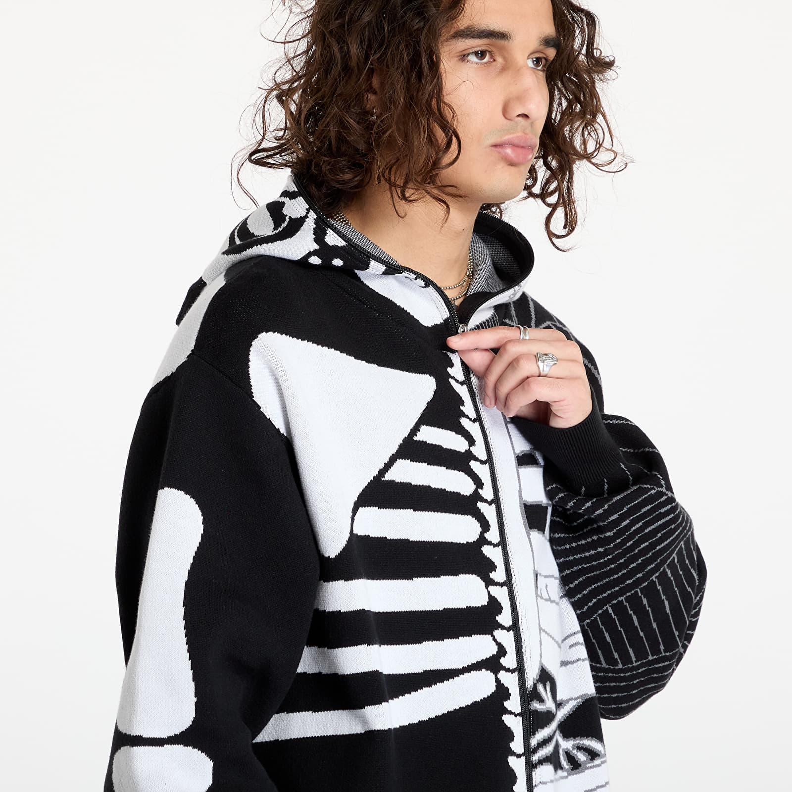 Moški hoodiji  RIPNDIP Skelly Nerm Knit Hoodie Black/ White