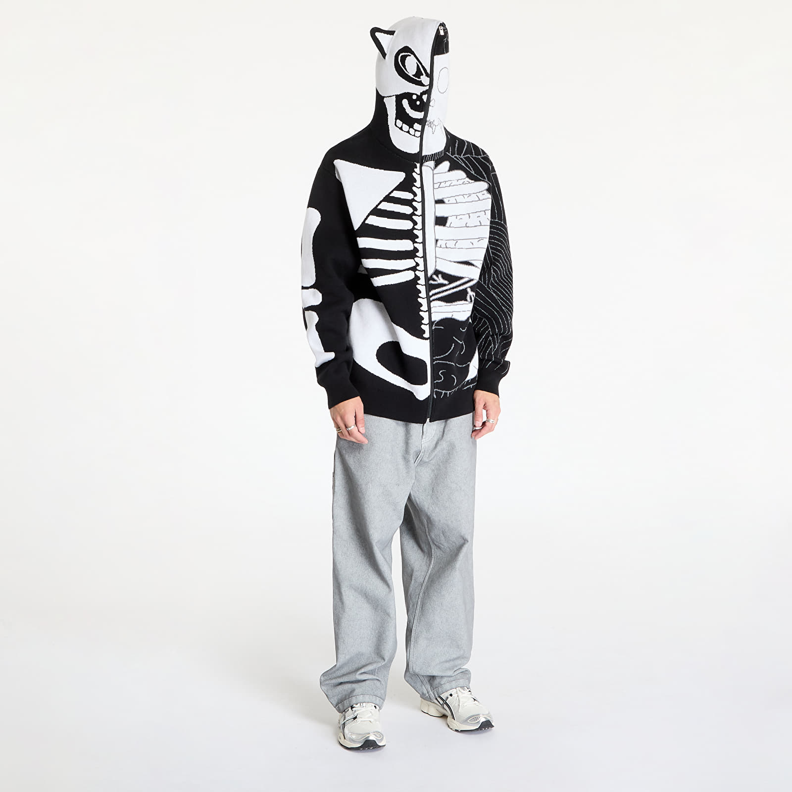 Moški hoodiji  RIPNDIP Skelly Nerm Knit Hoodie Black/ White
