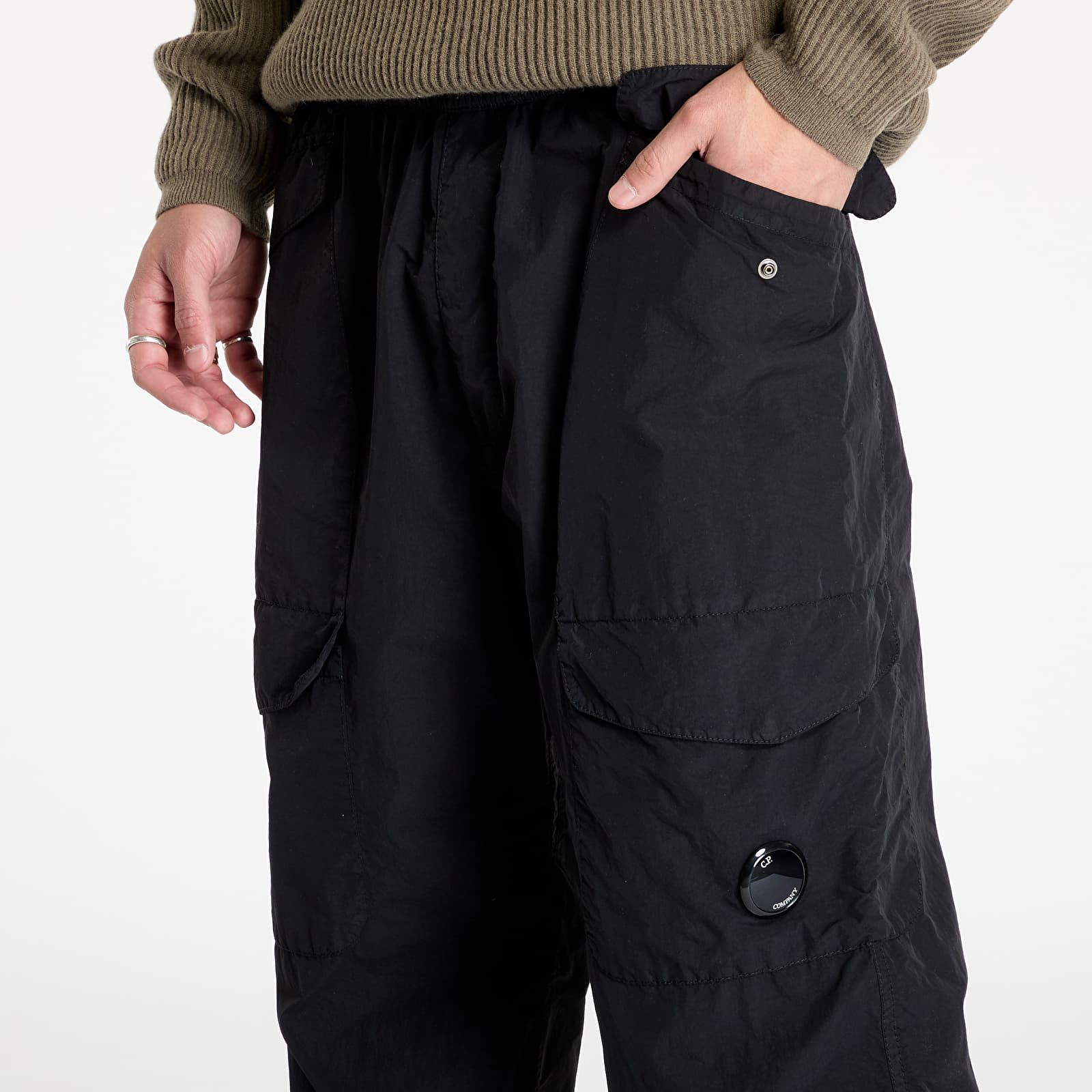 Pánské kalhoty C.P. Company Flatt Nylon Loose Utility Pants Black