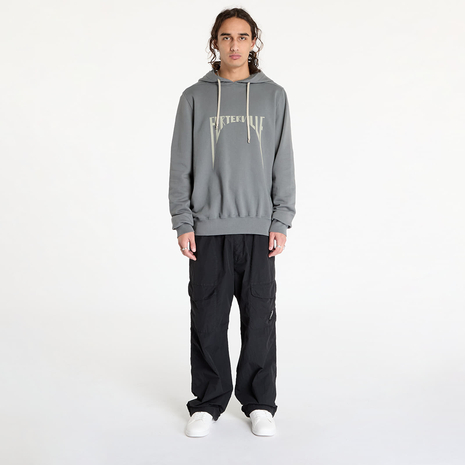 Felpe con cappuccio uomo Rick Owens DRKSHDW Knit Sweatshirt - Oversized Hoodie Stone/ Pearl