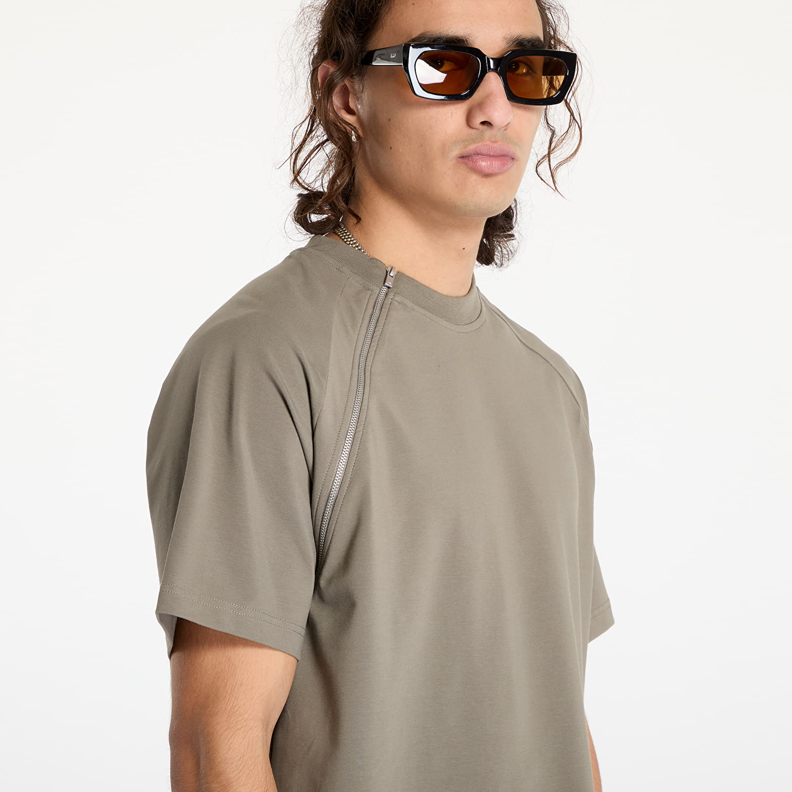 T-Shirts HELIOT EMIL Sequence Zip T-Shirt UNISEX Dusty Green
