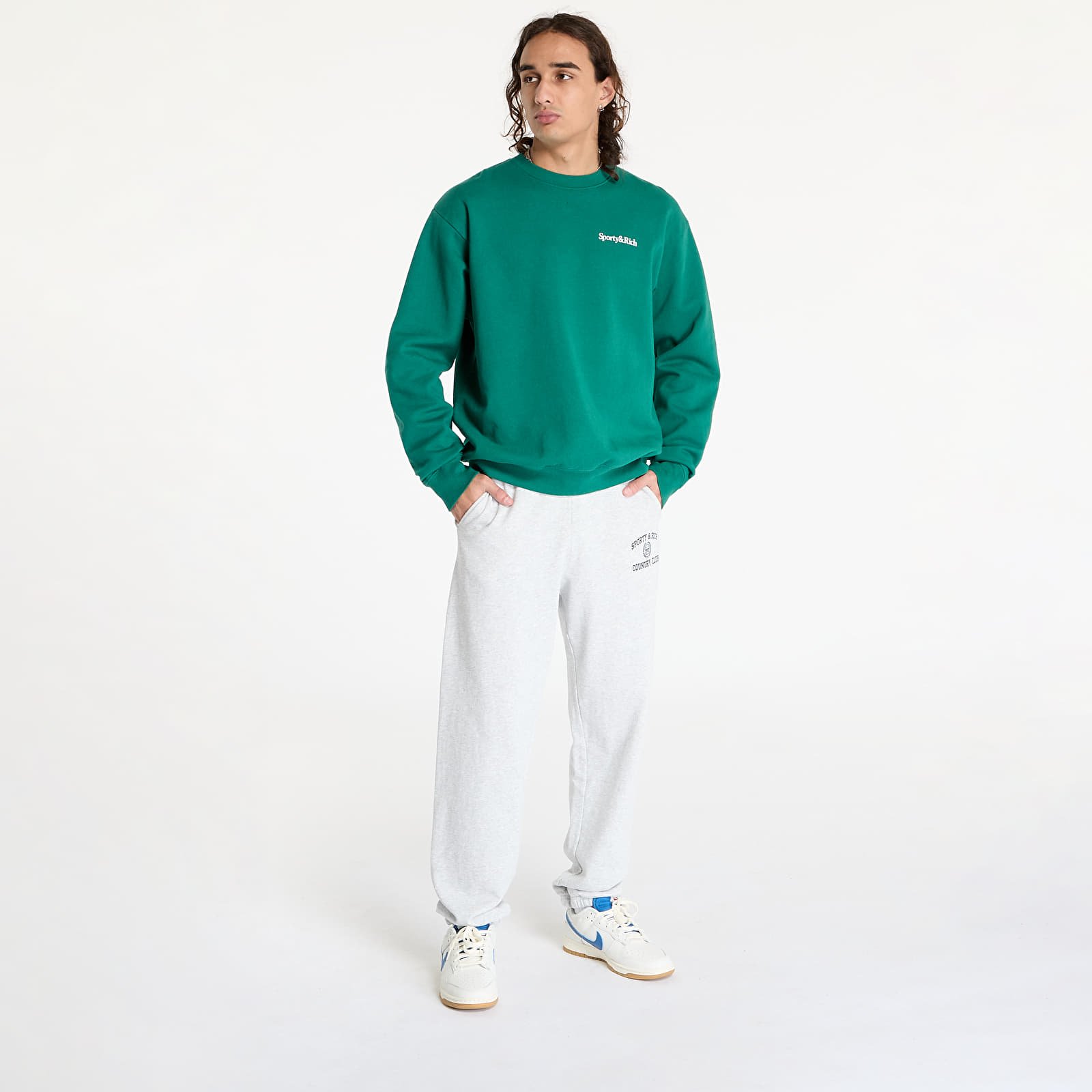 Hoodies and sweatshirts  Sporty & Rich Health Is Wealth Crewneck UNISEX Alpine/ White