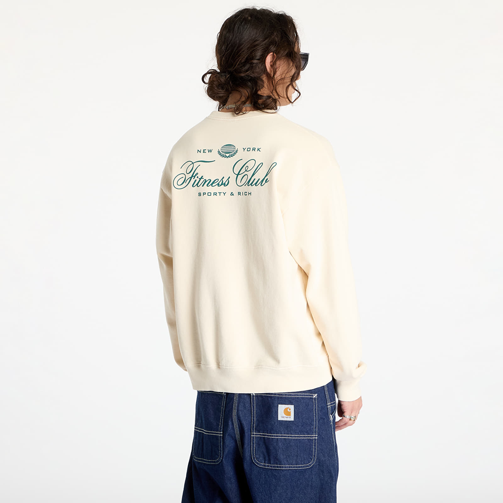 Kapucnis pulóverek és pulcsik Sporty & Rich Fitness World Crewneck UNISEX Cream/ Alpine