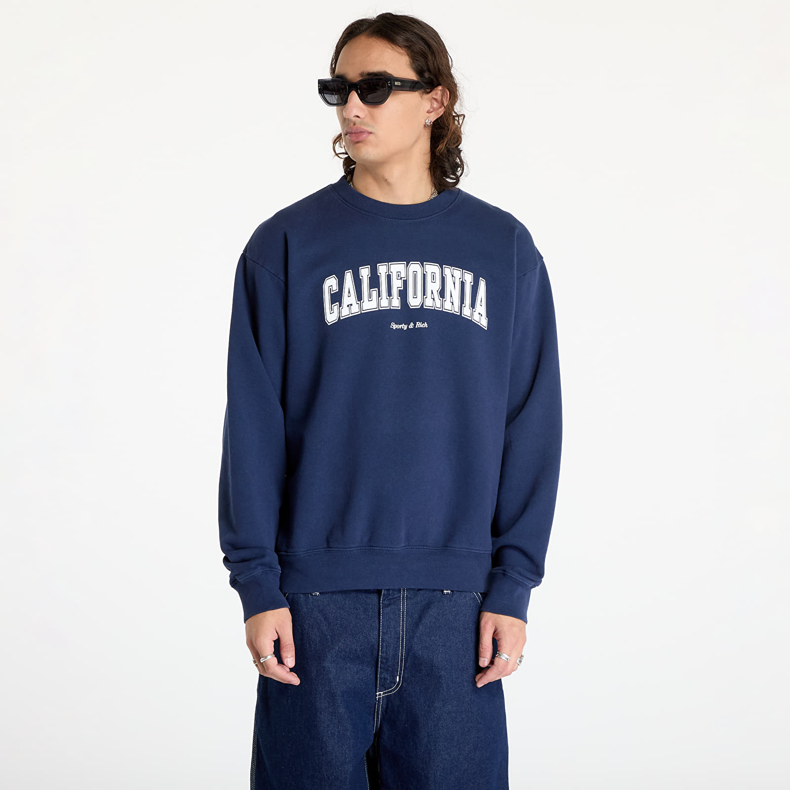 Men's hoodies Sporty & Rich California Crewneck UNISEX Navy/ White