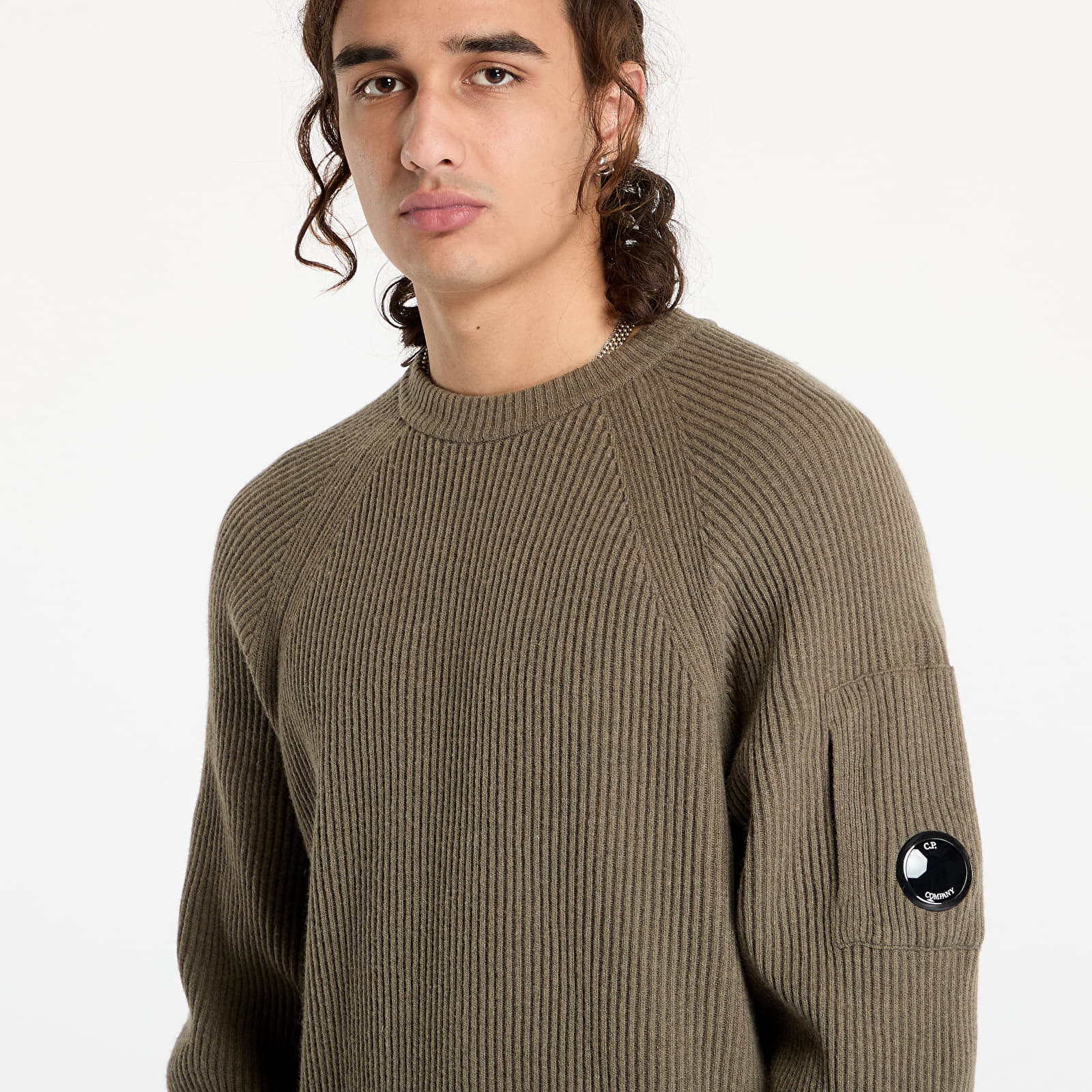 Pullover für Männer C.P. Company Lambswool Grs Crew Neck Full Knit Black/ Walnut