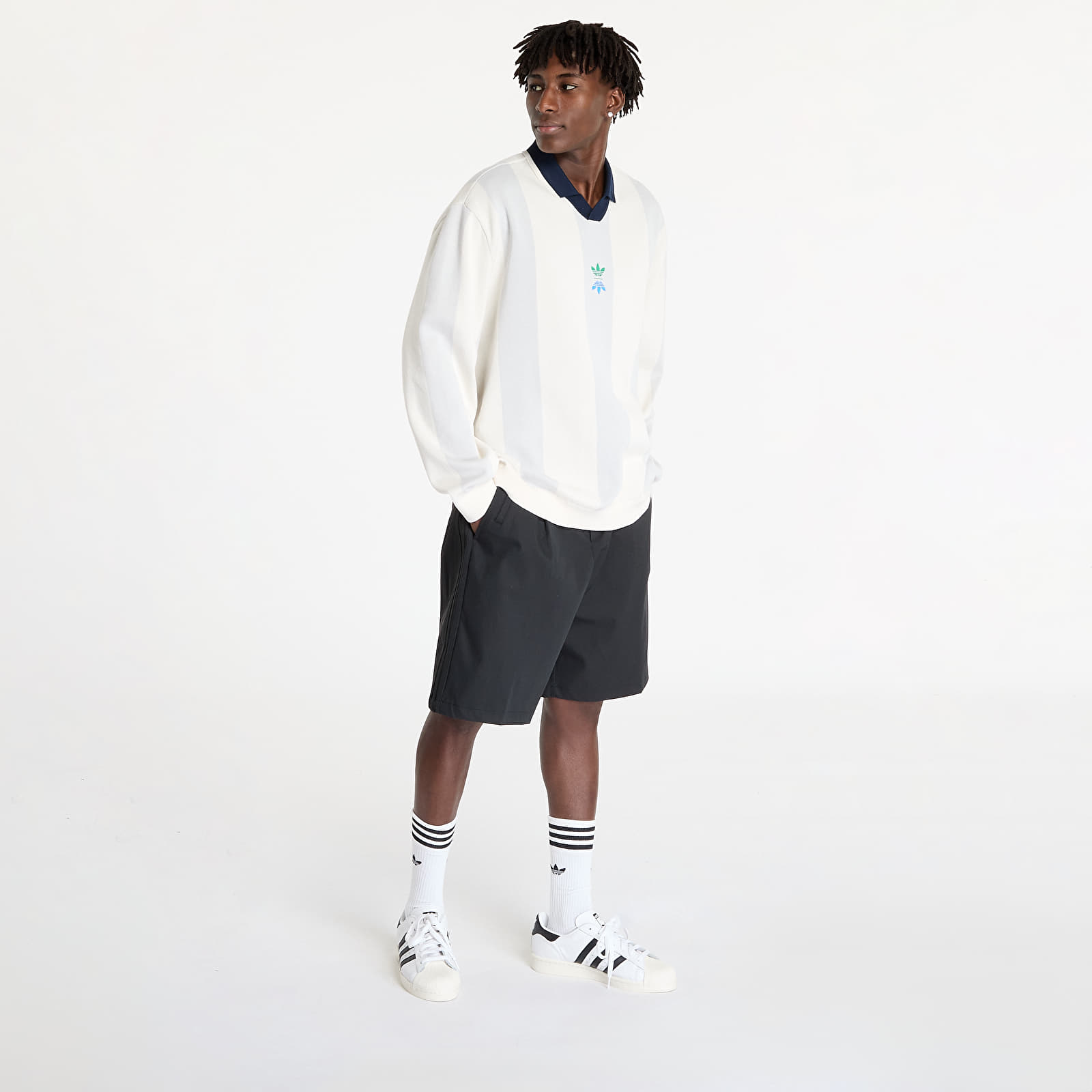 Tricouri bărbați adidas Rolling Links Long Sleeve Polo Shirt Chalk White