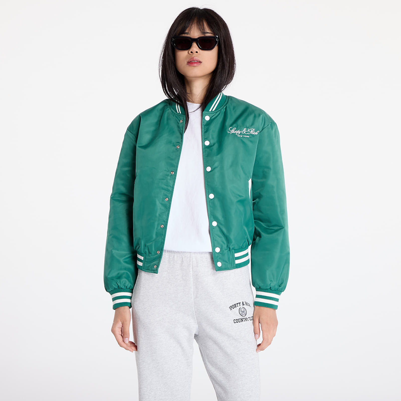 Bomber Sporty & Rich Wellness Boucle Varsity Jacket UNISEX Alpine/ White