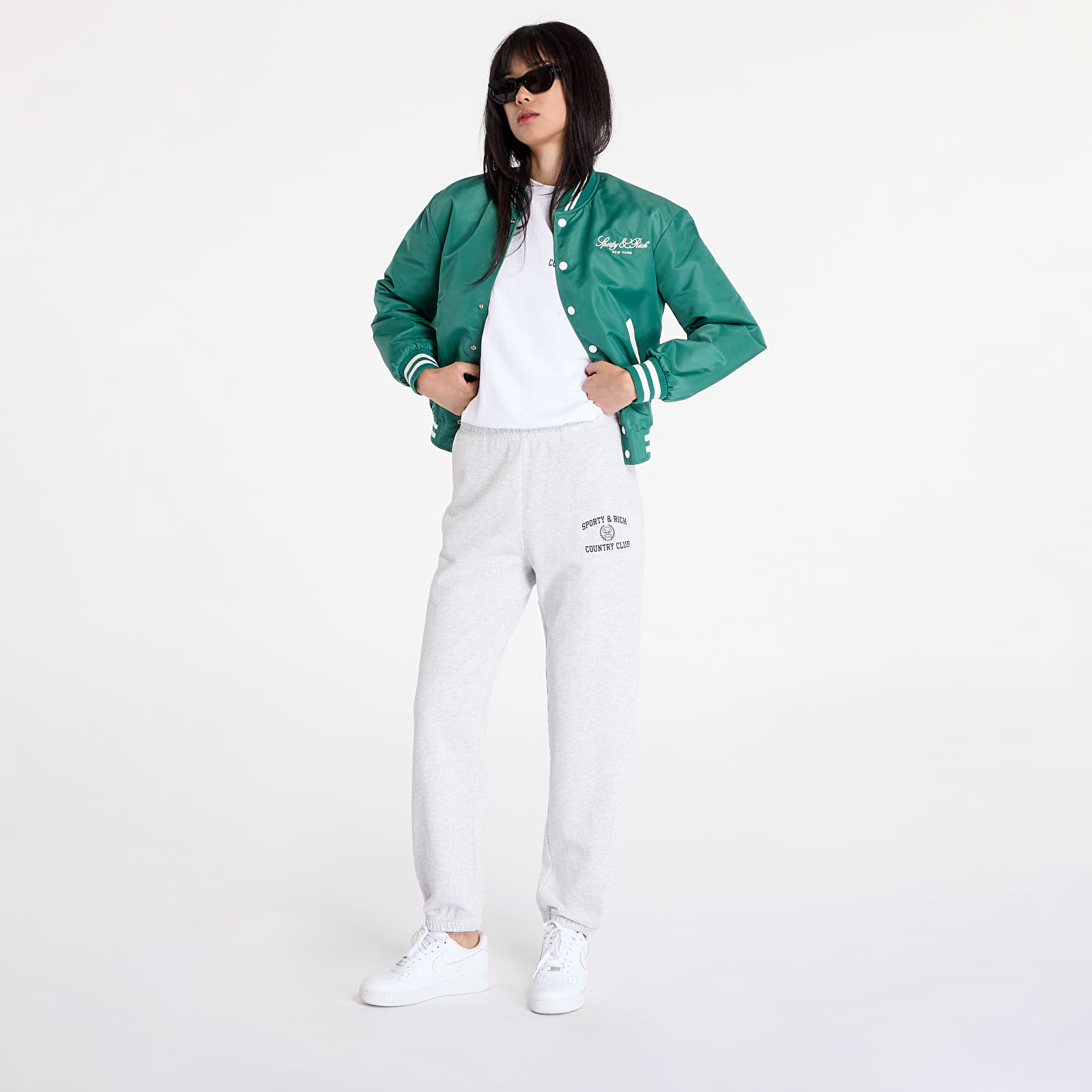 Bomber Sporty & Rich Wellness Boucle Varsity Jacket UNISEX Alpine/ White