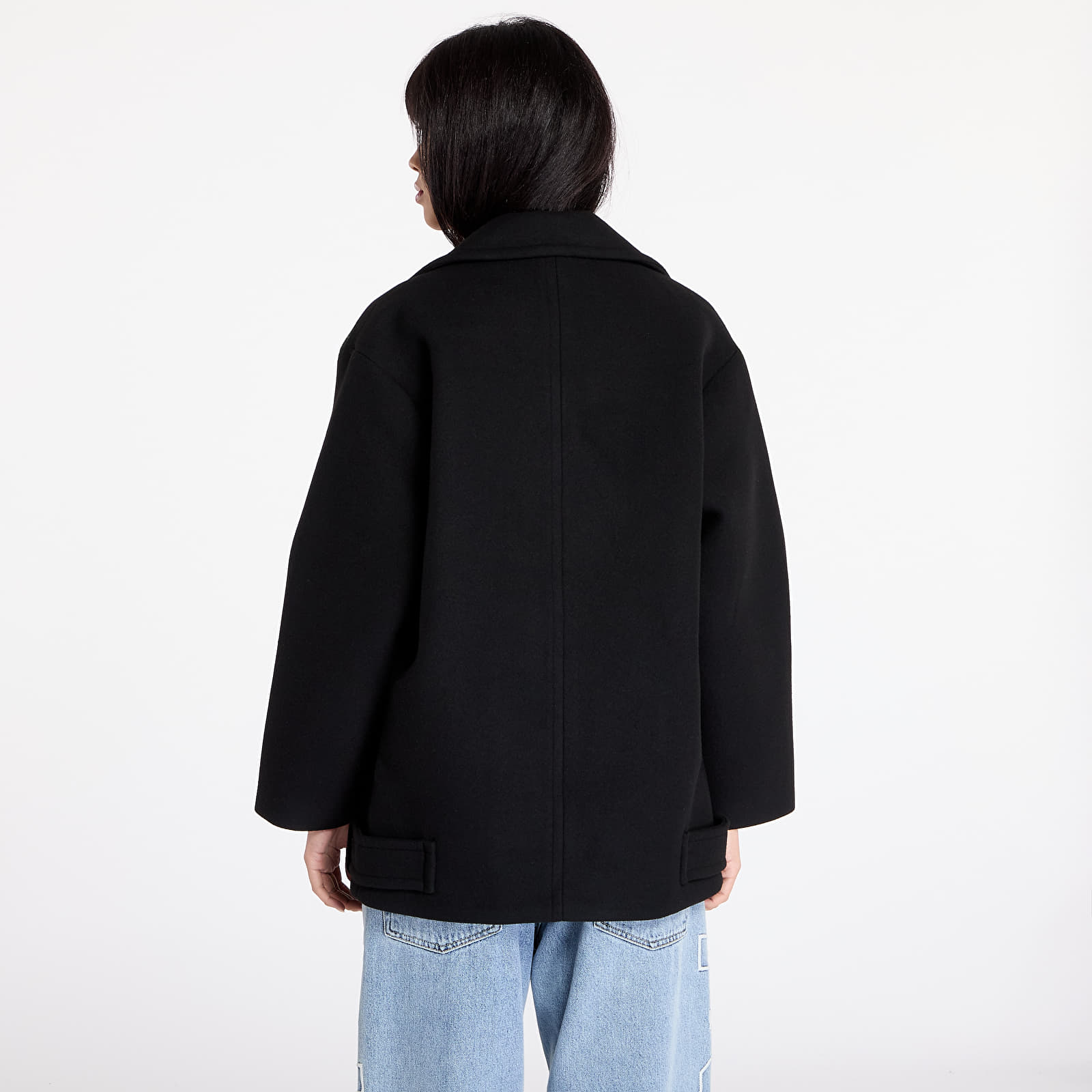 Kabáty Tommy Jeans Wool Peacoat Black