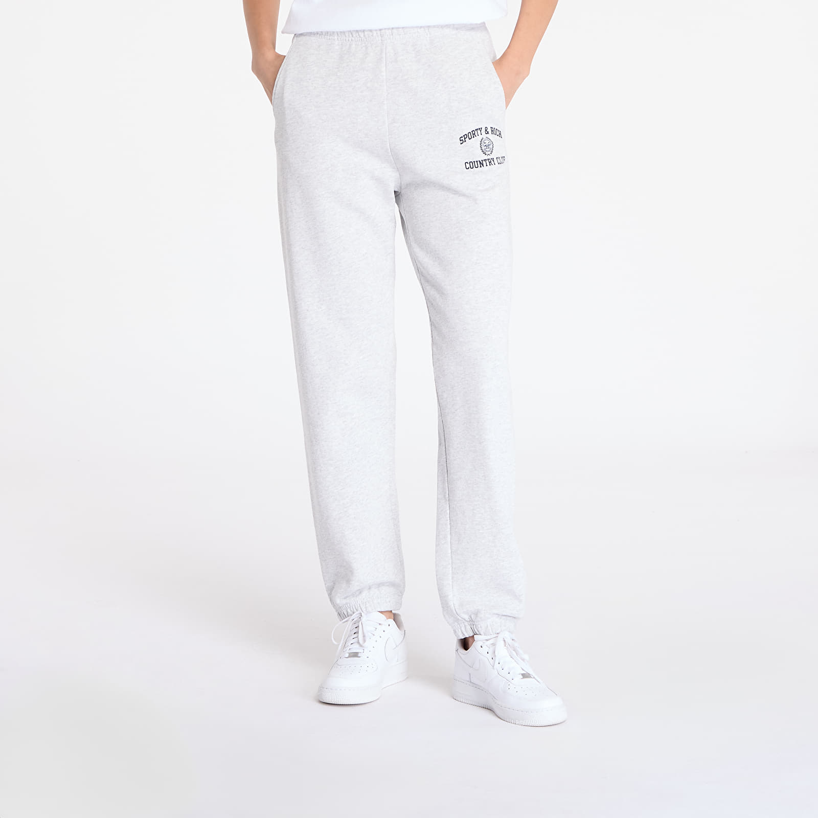 Sporty&Rich｜TRAINING PANTS (French Sweatpants - Heather Serif Logo Sweatpant - Heather Gray – Sporty & Rich