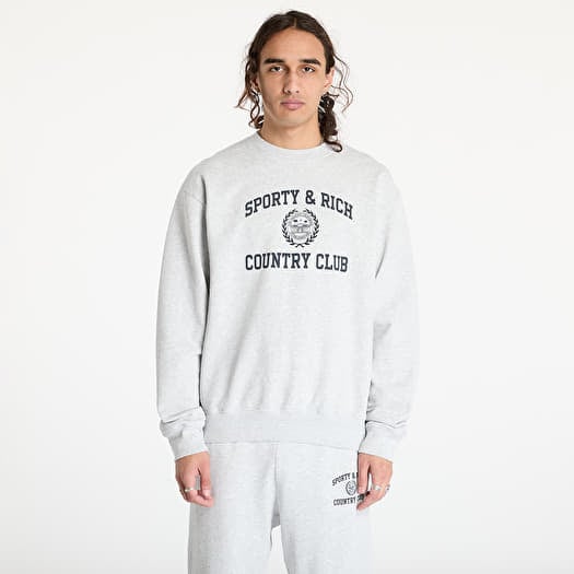 Sporty & Rich Varsity Crest Crewneck UNISEX Heather Gray/ Navy