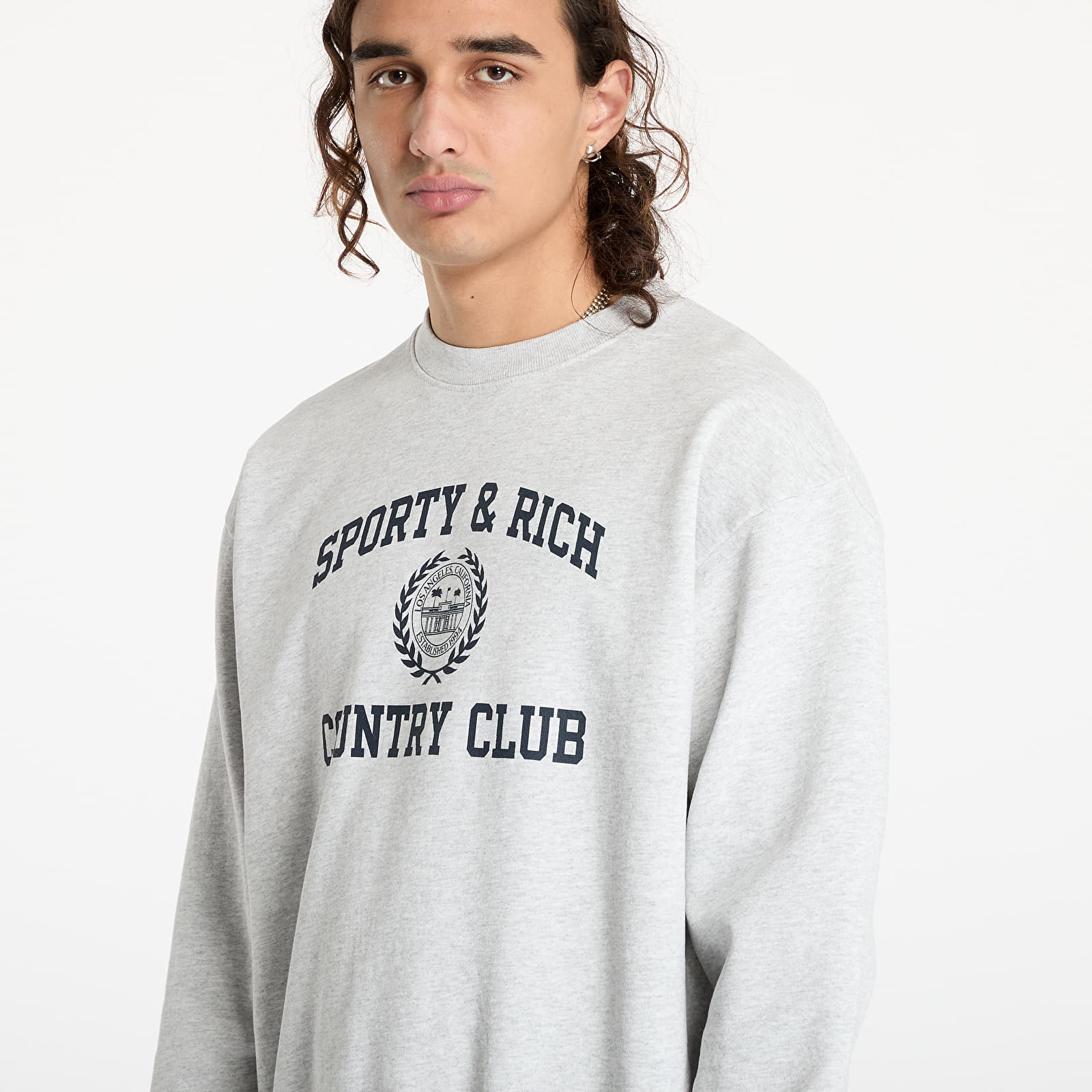 Kapucnis pulóverek és pulcsik Sporty & Rich Varsity Crest Crewneck UNISEX Heather Gray/ Navy